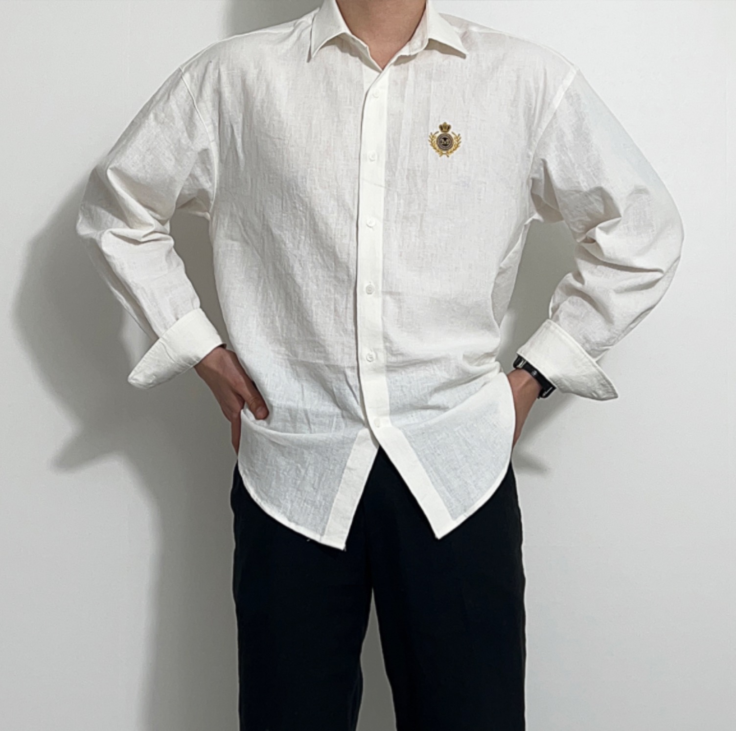 자수 린넨 셔츠 (3color)